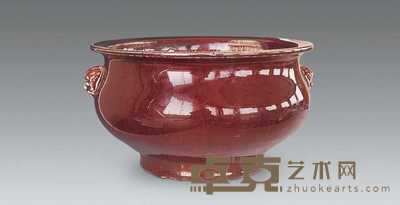 乾隆 窑变兽耳香炉 直径25.7cm